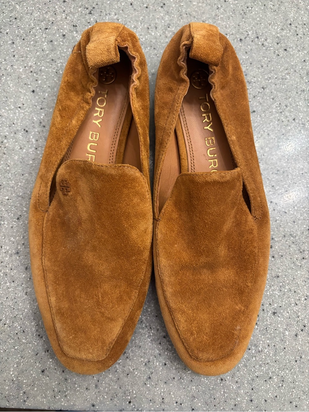 Tory Burch Women’s Suede Loafers in Cognac